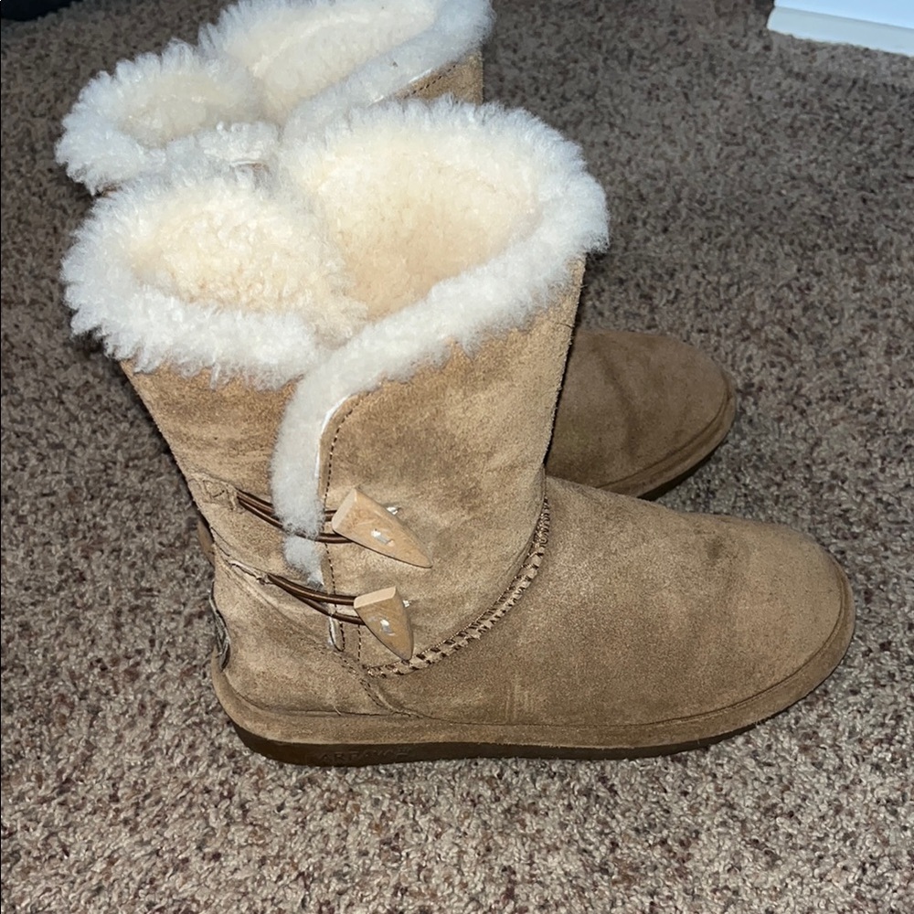 BearPaw Brown and Cream Winter Boots with Plush Lining